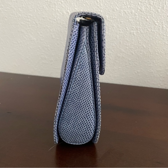 Rare⭐️ Vintage 1980s Judith Leiber Blue Lizard and Gold Charm Handbag (no strap) - Picture 5 of 14